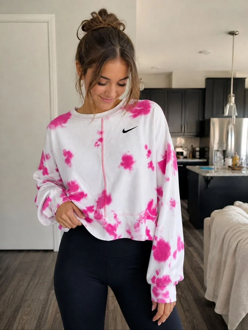 Nike Sportswear Oversized Fleece Tie-Dye Crew Sweatshirt Size Small